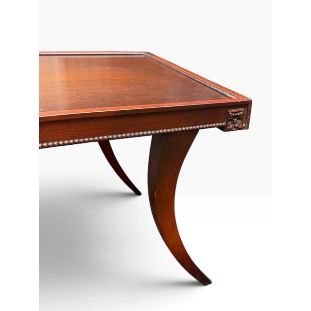 Vintage Red Lion Coffee Table With Curved Legs Solid Wood For Sale - Image 9 of 11