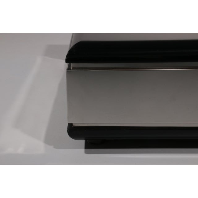 Square Black Coffee Table with Mirrored Glass, 1970, in Flawless conditions. Designed 1970 to 1979