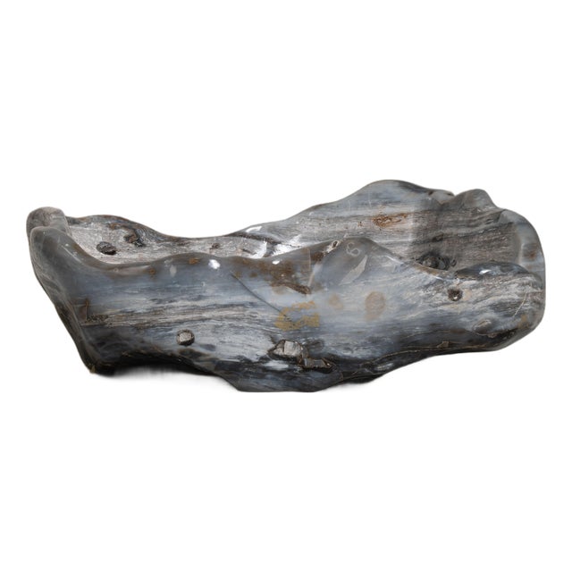 Mid 20th Century Brazil Light Gray Agate Decorative Bowl For Sale