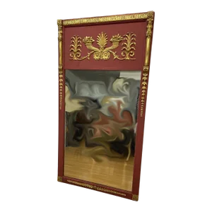 Neo-Classical Gilded and Red Painted Mirror With Cornucopia Design