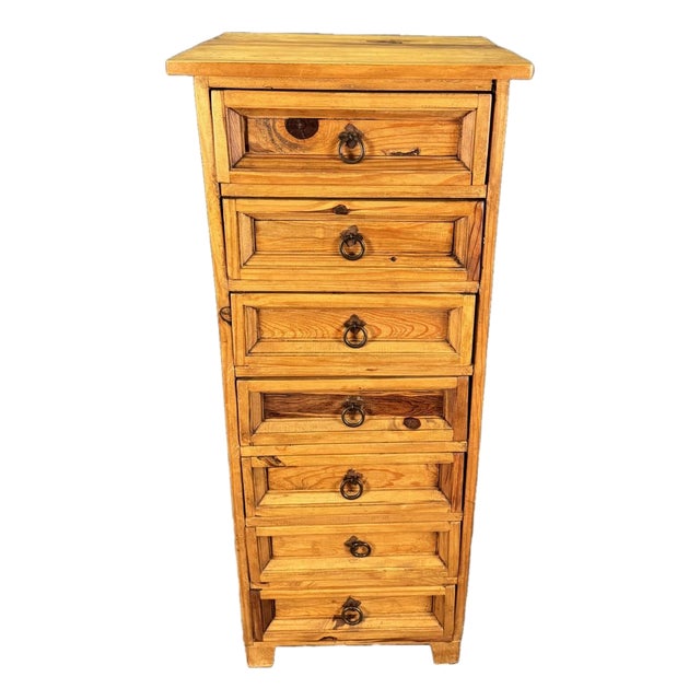 Vintage Light Pine 7-Drawer Lingerie Chest For Sale
