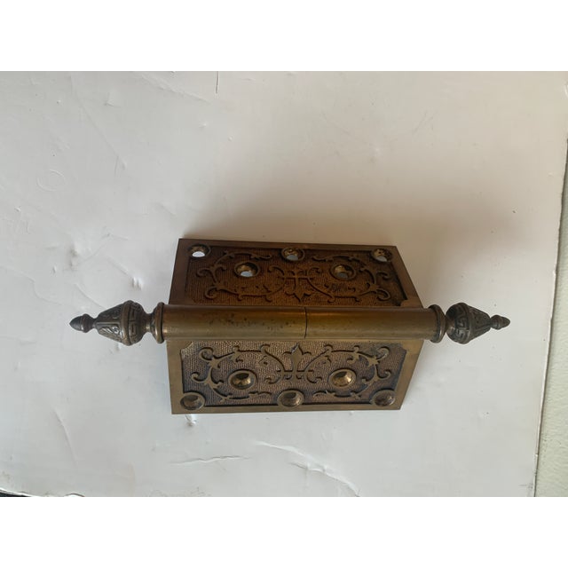 Pair - (meaning 2 matching hinges) ornate Eastlake Victorian era Architectural Bronze Decorative Hinges with steeple tip...