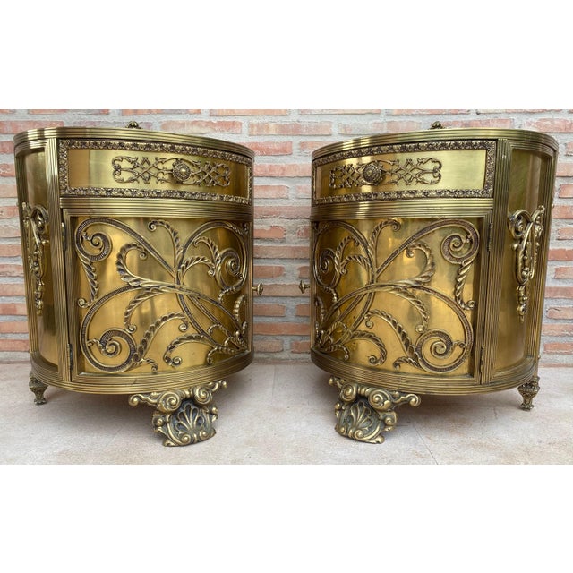 Pair of Louis XVI Style Bronze Demilune Cabinets, 20th Century For Sale - Image 13 of 18