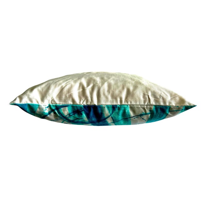 Contemporary Contemporary Abstract Teal Blue Painting Pillow Cover For Sale - Image 3 of 8