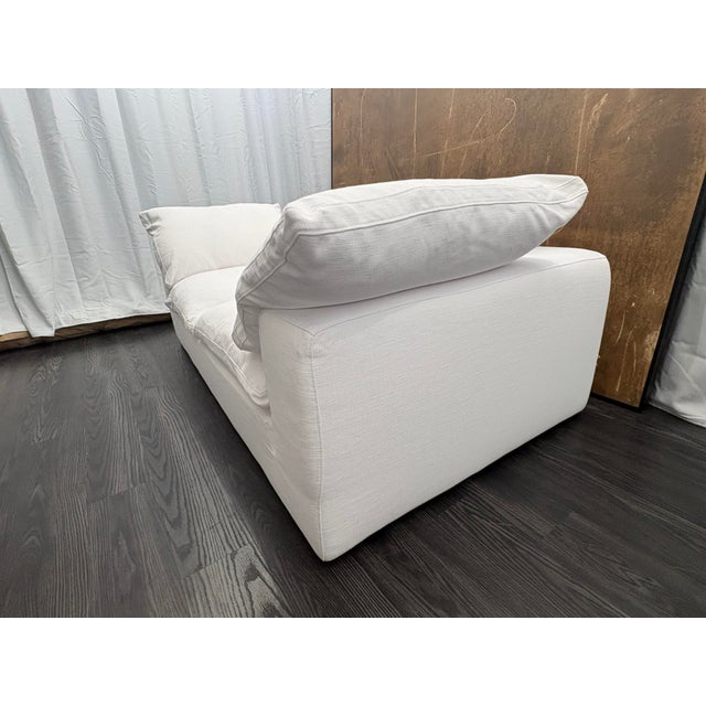Linen Rh Cloud 7' Luxe Sofa — 2-Cushion | Perennials Performance Textured Linen Weave | White For Sale - Image 8 of 18