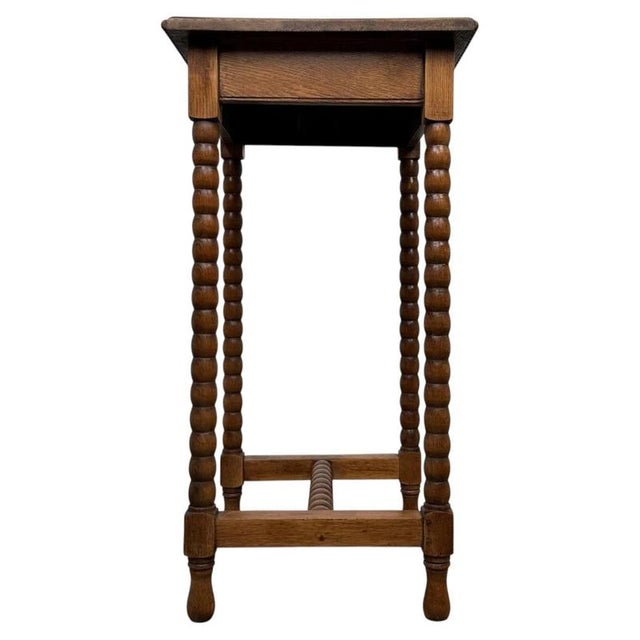 Wood Antique English Bobbin-Turned Oak Side Table, 1910 For Sale - Image 7 of 10