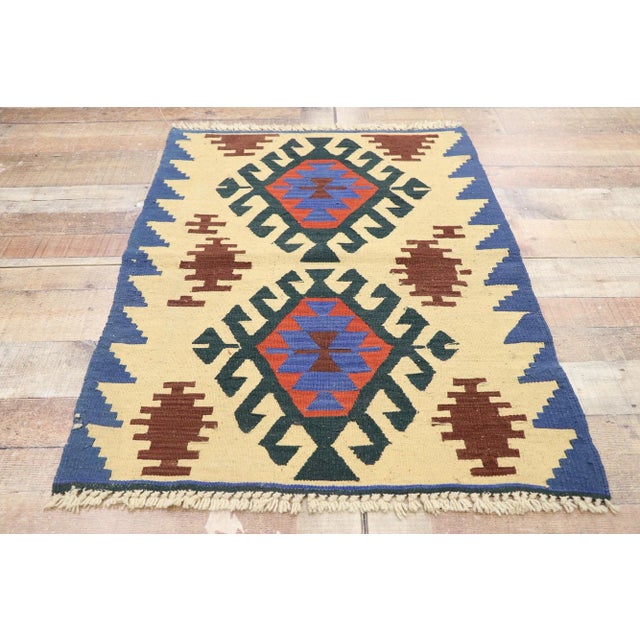 Textile Vintage Persian Shiraz Kilim Rug - 02'02 X 03'07 For Sale - Image 7 of 9