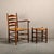 1950s Set of Rustic Armchair and Stool in Stained Oak and Rush, 1950s For Sale - Image 5 of 18