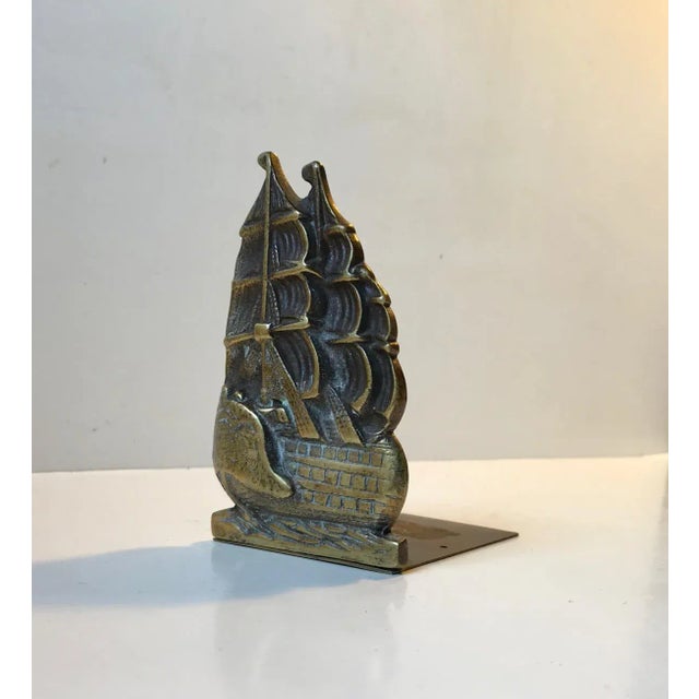 Danish Bronze Bookend with Ship, 1920s For Sale - Image 3 of 8
