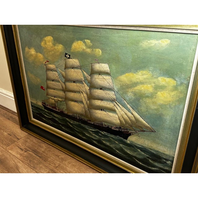 Wood Large Victorian Marine Oil Painting of the Harland & Wolff Clipper Slieve Roe | Attributed to Lai Fong (Fl. 1870–1910) For Sale - Image 7 of 18