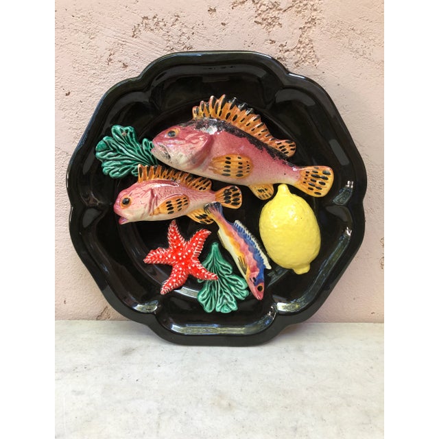 Black C.1950 Large Majolica Platter Vallauris For Sale - Image 8 of 8