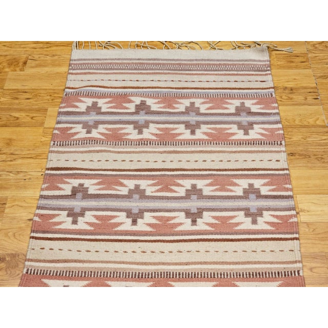 Vintage American Southwestern Kilim Rug, Handwoven Stripe Pattern, Earth Tones, 3’ X 5’ For Sale In Chicago - Image 6 of 12