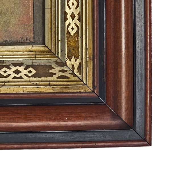 Brown Aesthetic Movement Solid Walnut Frame W Gilt Gesso Liner and Portrait Print C1900 For Sale - Image 8 of 14