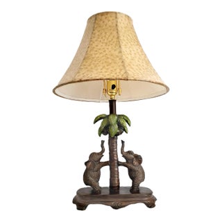 Lamp With Elephant Palm Tree & Shade For Sale