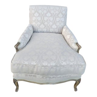 French 1930s Louis XVI Club Lounge Chair-Hand-Painted Wood & Upholstery For Sale