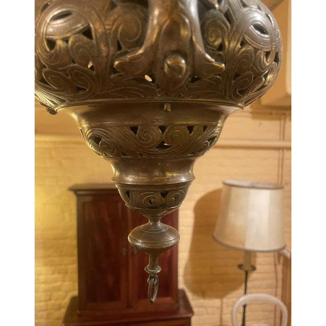 Metal Antique German Hanging Lamp, 1500s For Sale - Image 7 of 18