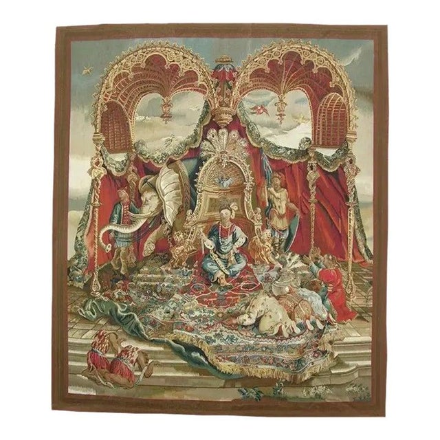 Vintage Woven Throne Scene Tapestry For Sale - Image 9 of 9