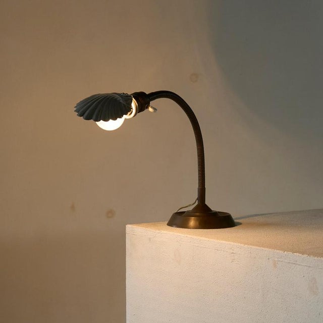 Art Deco Adjustable Shell Shade Table Lamp, Belgium, 1930s For Sale - Image 9 of 11