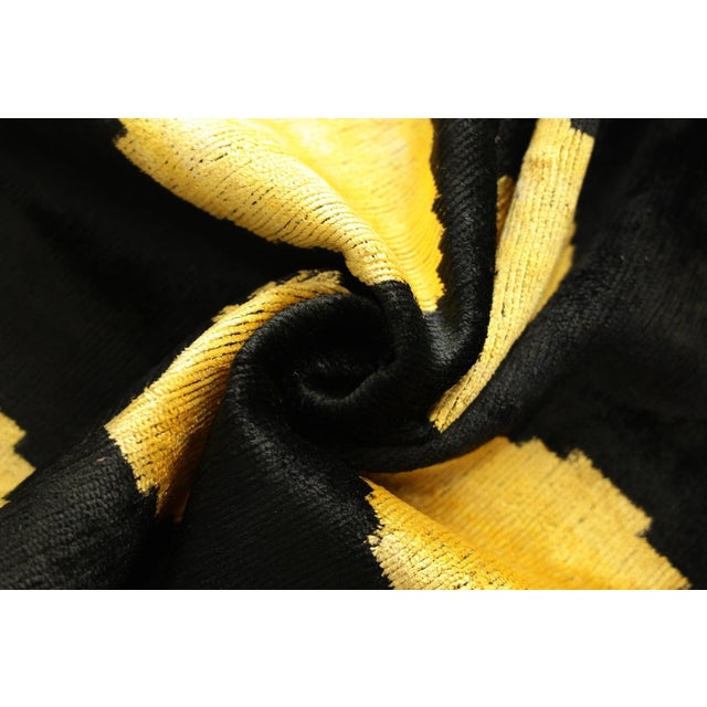 Luxury Black & Gold Silk Velvet Pillow 20x20 Inch | Handmade For Sale - Image 4 of 8