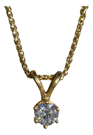 The Bel Aire Drive: Ladies Solitaire 0.13 CT Diamond Necklace in 14K Yellow Gold