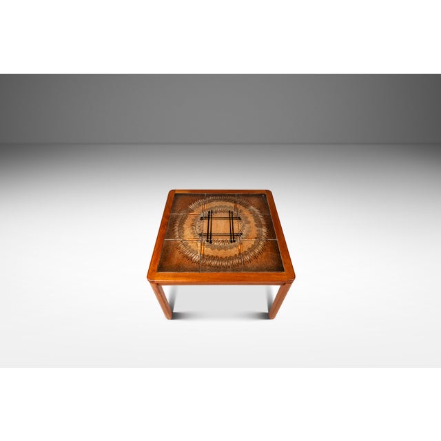Johannes Andersen Danish Modern End Table - Accent Table in Teak W/ Ceramic Tile Mosaic Inlay by Johannes Andersen, Denmark, C. 1970's For Sale - Image 4 of 18