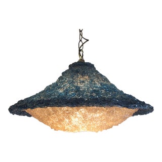 1970's Blue & White Resin Pendant Light For Sale