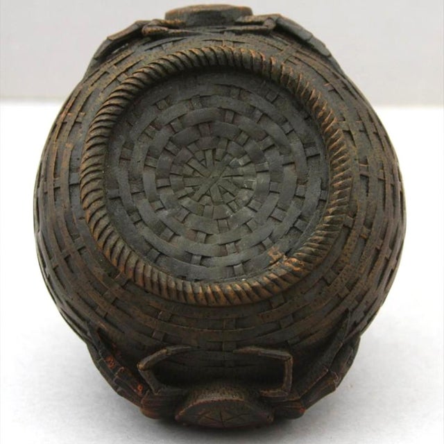 Antique Japanese Carved Wood Crab Basket Okimono, Meiji-Taishō Period For Sale - Image 12 of 13