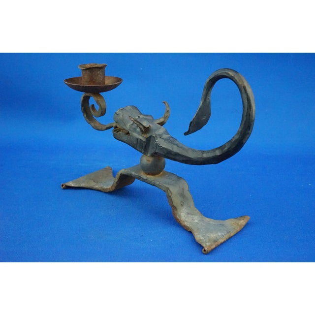 Wrought Iron Candelabras with Dragon Heads, Italy, 1920s, Set of 2 For Sale - Image 13 of 18