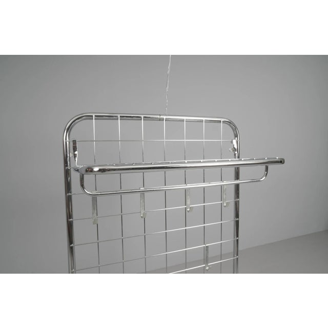 1970s Flexible Chrome Wall Wardrobe with a Hat Bracket and Hanging Basket, 1970s For Sale - Image 5 of 10