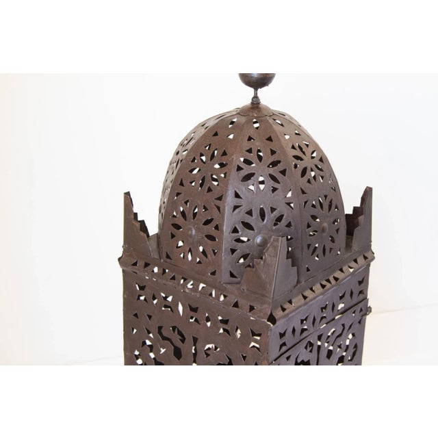 1980s Outdoor Moroccan Hurricane Metal Candle Lantern For Sale - Image 11 of 13