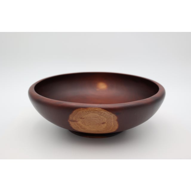Lovely, wide mahogany bowl with patches of sapwood. Finish removed and restored with Osmo food-safe, pet-safe, child-safe...