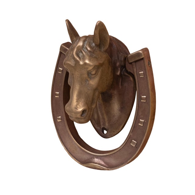 1930s Vintage English Bronze Horse Head Door Knocker, 1930s For Sale - Image 5 of 8
