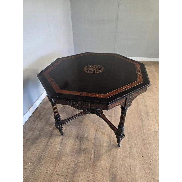 Antique Victorian Ebonised Centre Table For Sale - Image 3 of 7