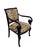Superb and elegant vintage French Style armchair featuring a solid black lacquer wood frame with newly upholstered animal...