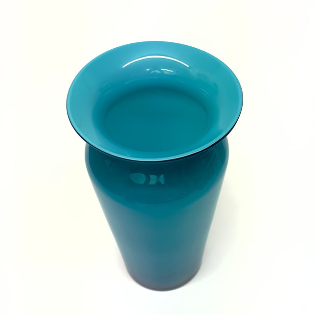Mid-Century Modern Saturated Blue & Green Cased Glass Vase Curation - Group of 5 For Sale - Image 3 of 11