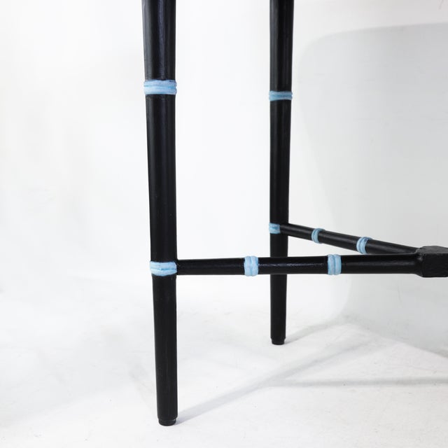 Pair of Vintage Black Lacquer Chinoiserie Side Tables With Gilt Peacock Motif For Sale - Image 14 of 16