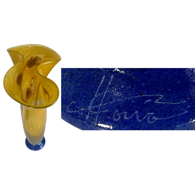 Horia-Constantin Puscariu Signed 17 + Tall Abstract Floral Art Glass Vase For Sale - Image 18 of 18