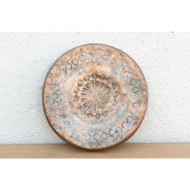 Copper Mandala, Antique Tinned Ceremonial Platter For Sale - Image 4 of 5