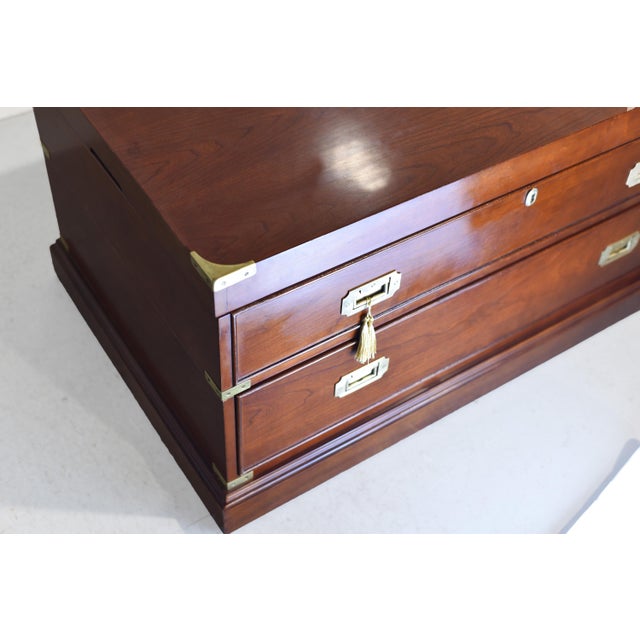 Wood Vintage Campaign Style Lift Top Coffee Table or Storage Box For Sale - Image 7 of 12