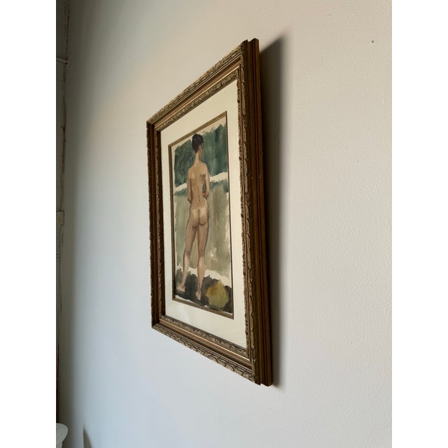 1961 George Mattson Nude Woman Watercolor Painting, Framed For Sale - Image 4 of 11