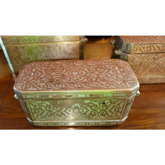 Set of 6 Mindanao Brass Silver Betel Boxes, Philippines For Sale - Image 4 of 13