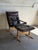 1970s Lounge Chair & Ottoman Leather Norwegian Mid Century Modern For Sale - Image 9 of 9