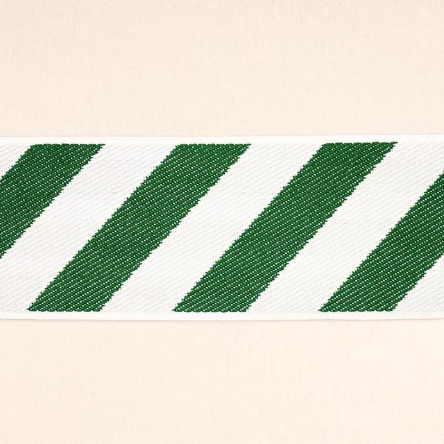 Schumacher Sample - Schumacher Airmail Ii Indoor/Outdoor Tape, Green & Ivory For Sale - Image 4 of 4