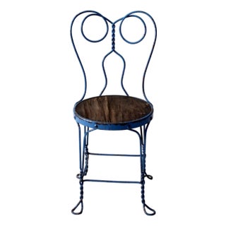 Early 20th Century Blue Ice Cream Parlor Chair For Sale
