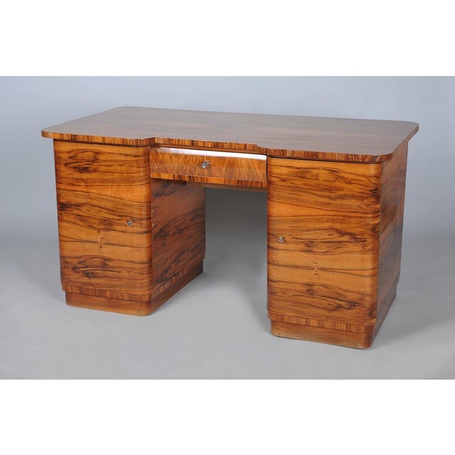 Art Deco Walnut Writing Desk, Czech, 1930s For Sale - Image 11 of 11