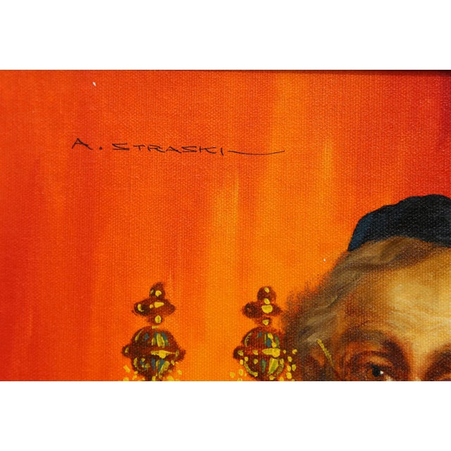 Artist: Abraham Straski, Polish (1903 - 1987) Title: Rabbi and Torah Year: circa 1957 Medium: Oil on Canvas, signed l.r....