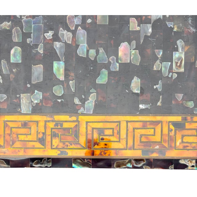 Black Maitland Smith Tessellated Faux Tortoise and Mother of Pearl Console Table For Sale - Image 8 of 10