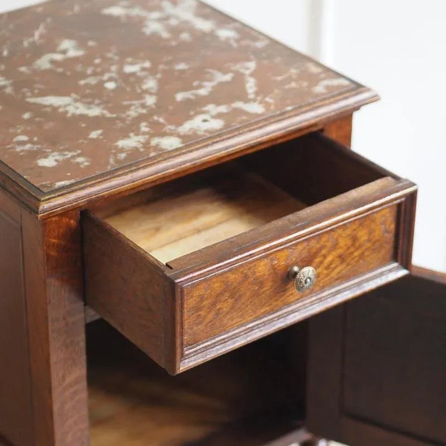 Antique Bedside Table with Red Marble Top, 1900s For Sale - Image 6 of 14