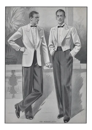 Matted 1937 Men's Tailoring Fashion Lithograph for Home or Office