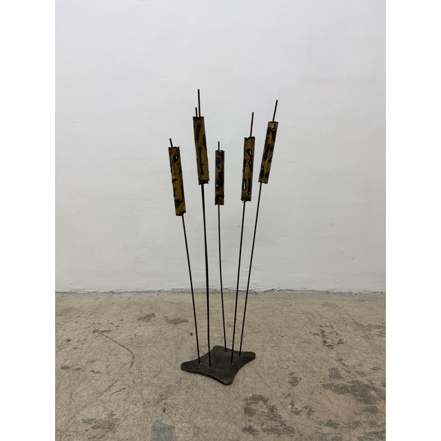 Brutalist Torch-Cut Brutalist Iron Cattail Table or Floor Sculpture, 1960s For Sale - Image 3 of 13